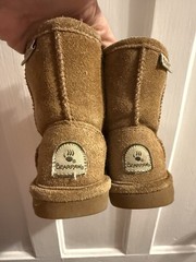 BEARPAW Emma Suede Wool Blend Lined Zip Ankle Bootie – Brown US 7Toddler