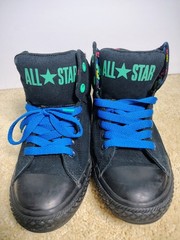 Converse All Star High Top Sneakers Black Blue Laces Multicolor Youth Size 5