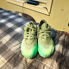 adidas Unisex Kids Athletic Sneakers US 11.5 Gray/Green Speckled Low Top