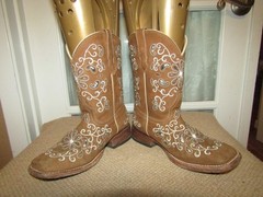Mexico Brown Leather Square Toe Cowgirl Boots Youth Size 13 Mex 20