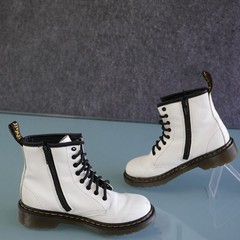 Dr Martens 1460 J Kids White Leather Combat Boots Size US 2 UK 1 EU 33 Youth Zip