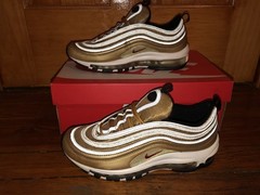 Nike Air Max 97 QS GS Metallic Gold Varsity Red 7Y Synthetic Mesh Sneaker
