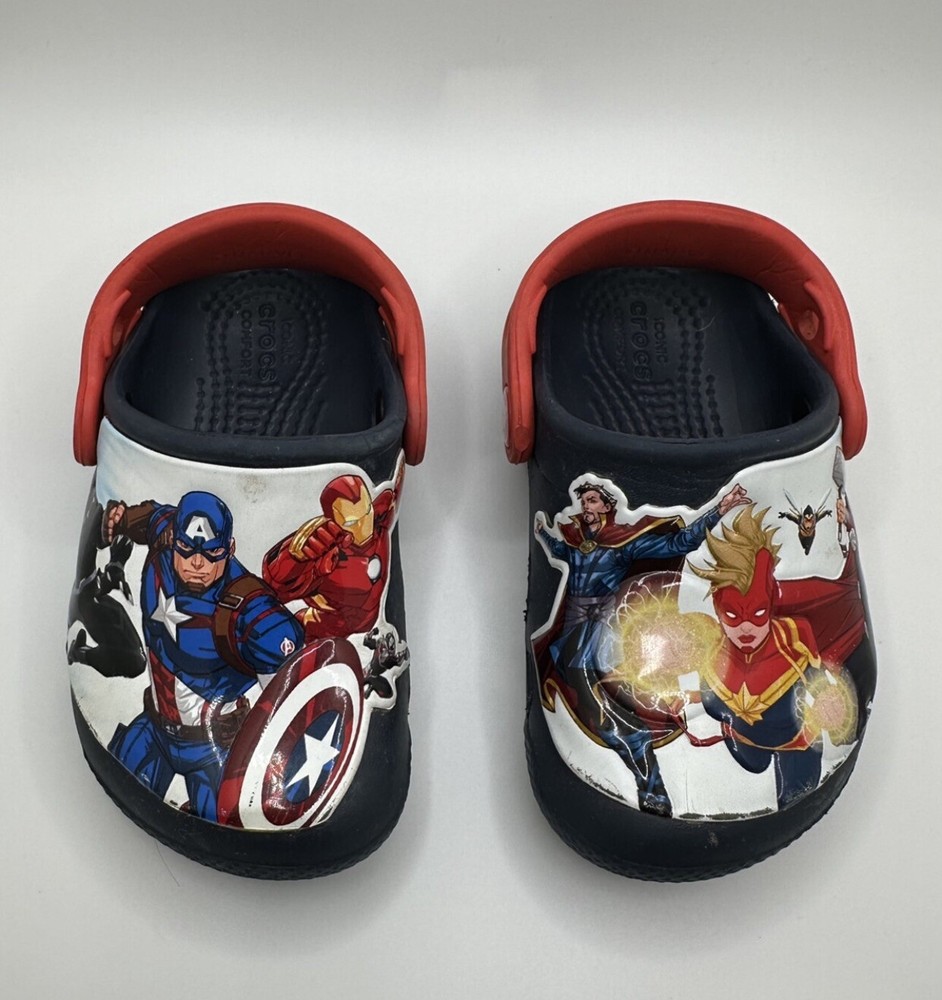 Crocs Fun Lab Avengers Patch Clog K Navy Kids Preschool Sandals Shoes Size C7