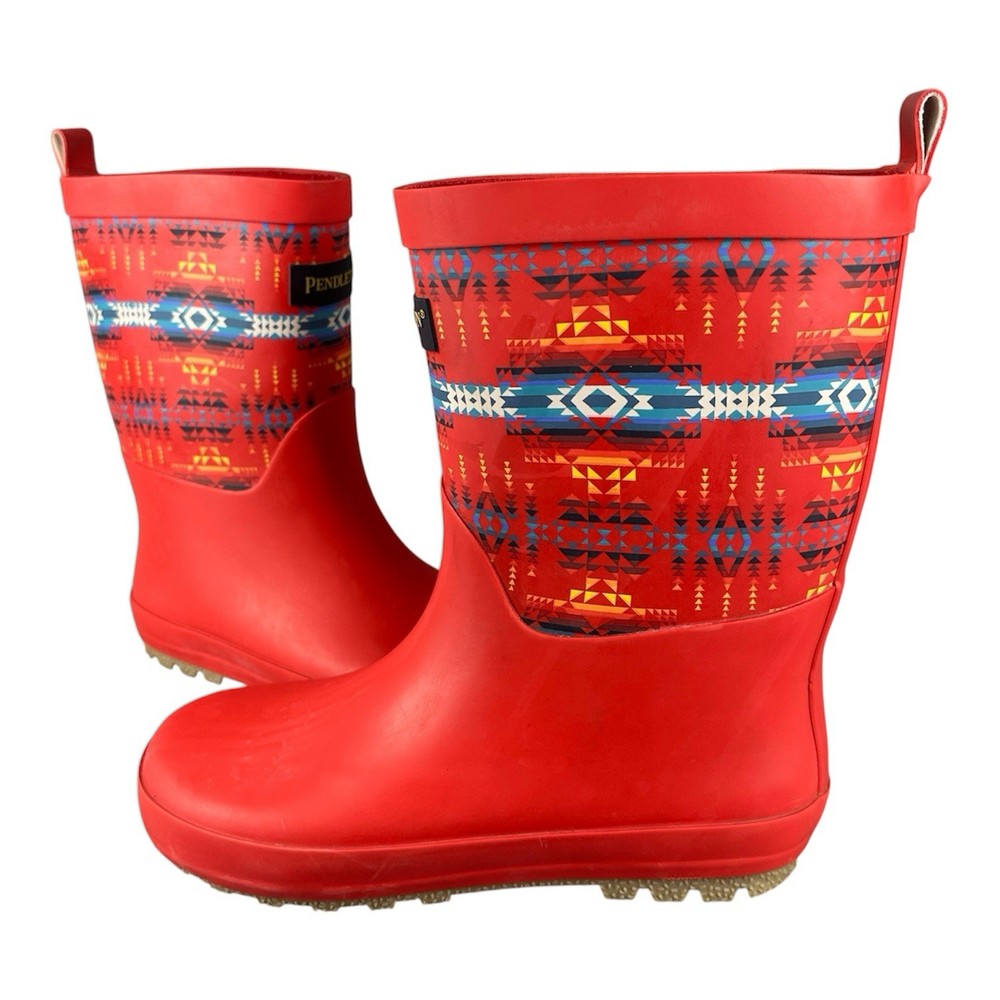 Pendleton Pilot Rock Mid Rain Boots Kids US 13/1 Red Rubber Waterproof