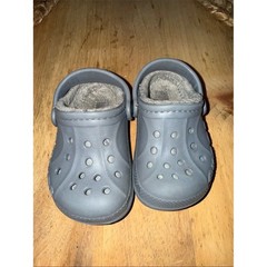 Kids Crocs Classic Lined Clogs Charcoal Gray Size C7