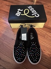 NIB Art Class Hanna Kids Slip-On Sneakers Black Rhinestone Gems Size 13