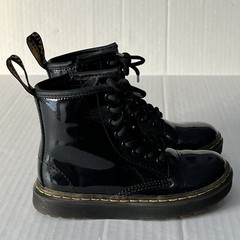 Dr. Martens Zavala J Combat Boots Patent Leather Zip Closure Unisex Kids Size 11