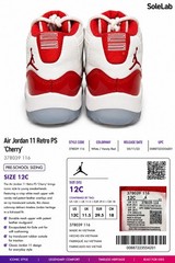 Nike Air Jordan 11 Retro PS Cherry Kids 12C White Red 378039-116