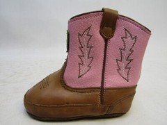 John Deere Infant Size 4 Brown Pink Leather Cowboy Western Boots