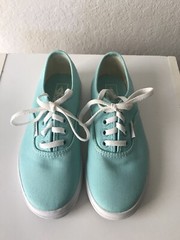 Vans Off The Wall Authentic Low Top Aqua Splash/True White Kids Sneaker -Sz 13