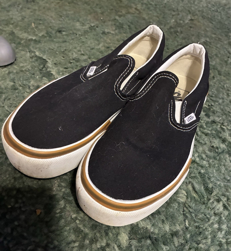 VANS Classic Slip-On Black/White Canvas Unisex Kids US 5.5 EU 37 UK 4.5