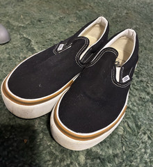 VANS Classic Slip-On Black/White Canvas Unisex Kids US 5.5 EU 37 UK 4.5