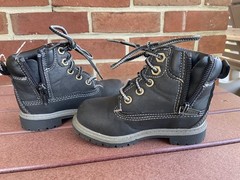 Boots Toddler whimsigoth Chunky Sole Lace & Side Zip size 7 modern black