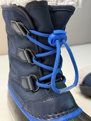 SOREL Yoot Pac Navy Nylon Waterproof Fleece Lined Kids Snow Boots Sz 2 MSRP $90