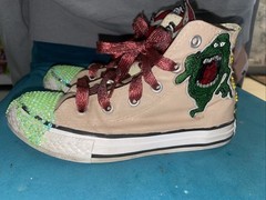 CONVERSE ALL STAR CHILD SIZE 13 CUSTOM RHINESTONES GHOSTBUSTERS SHOES *💎👻🚫