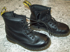 Dr Martens Black Brooklee Leather Boots Toddler Size 10 with side zippers
