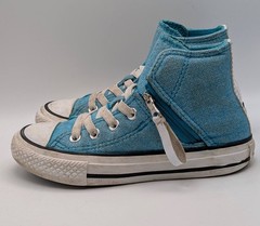 Converse Chuck Taylor Hi Tops Size Junior 11 Teal White Zip Side Padded Comfort