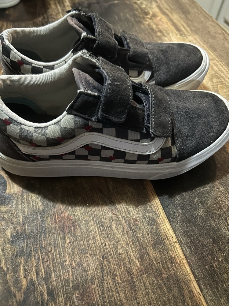 VANS Autism Acceptance ComfyCush Old Skool Size 2.5 Red Black White Hock& Loop