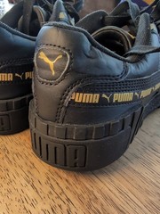 Puma Cali Taping Ps Black & Gold Athletic Sneakers Kids Size US 7c