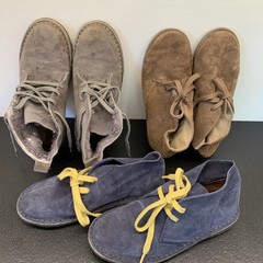 Crewcuts Suede Boot THREE Pairs Lot Shoes Kids Size 2 Blue Brown Grey Shearling