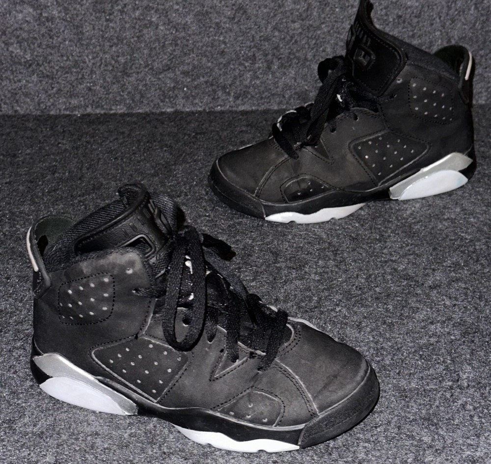 Air Jordan 6 Retro Chrome PS Unisex Shoe Size 11C Black Silver DX6178-001