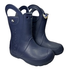 Crocs Handle It Rain Boots Shoes Kids Size j1 Waterproof Pull On Classic + Charm