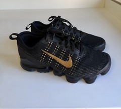 Nike Air VaporMax Flyknit 3 GS Size 5.5Y / Women’s 7 Black Metallic Gold