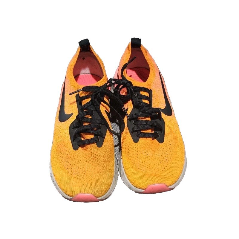 Nike Epic React Flyknit Youth 5.5 Orange Black Running Sneakers Shoes