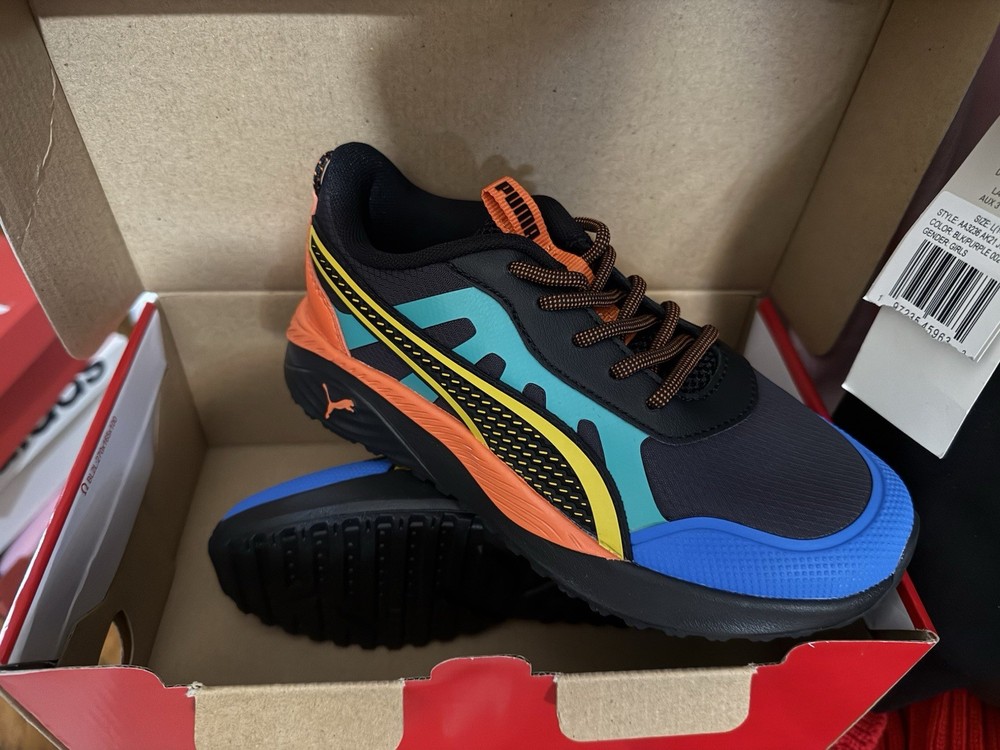 PUMA Excursion AC PS Kids‘ Colorblock Sneakers Black Red Green Blue 2C Synthetic