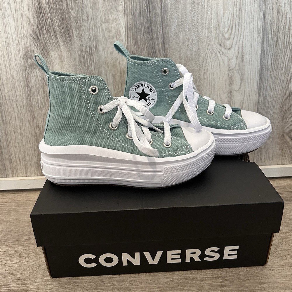 Converse Kid’s Move Platform High Youth Girls Boys 12 Light Green Easter Spring