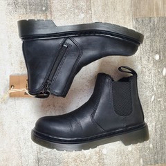 Dr. Martens 2976 Leonore Mono Kids Chelsea Boots Sz 1 Black Mid Top Side Zipper