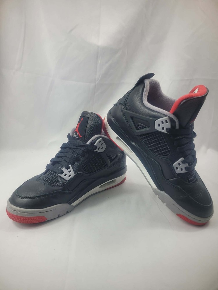 Air Jordan 4 Retro Sneakers Size 5Y Or Womens 6.5 Black Grey Cement (FQ8213-006)