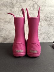 Crocs Handle It Pink Pull On Waterproof Rain Boots 12803 Size J1