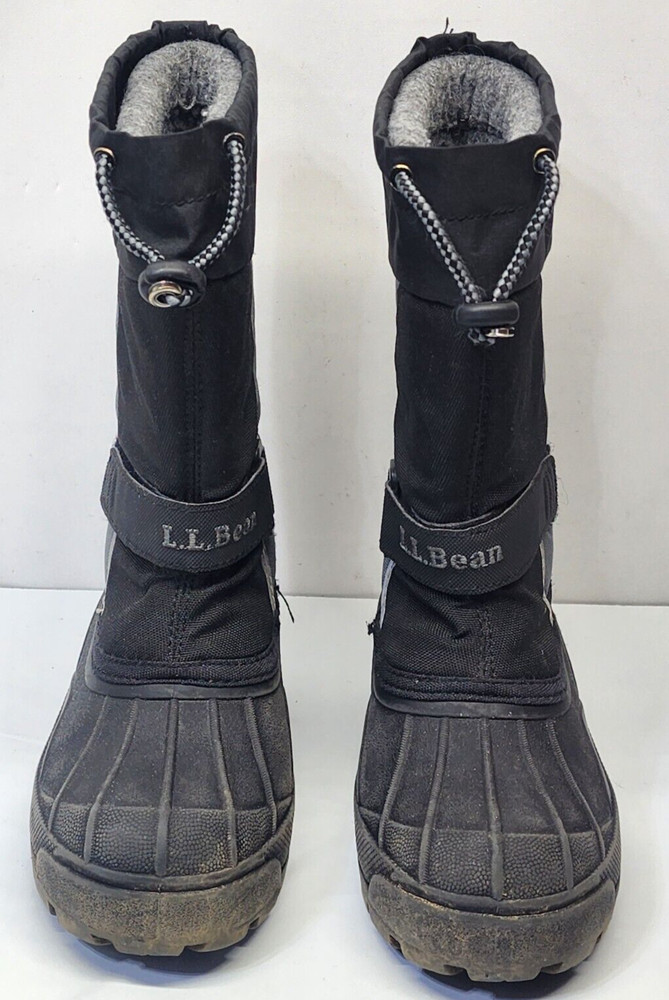 LL Bean Winter Snow Felt Lined Boots Kids Black Gray ~ 238064 ~ Size 12