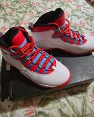 Jordan Air Jordan 10 White Red Blue High Top Sneaker Unisex Kids Logo Athletic