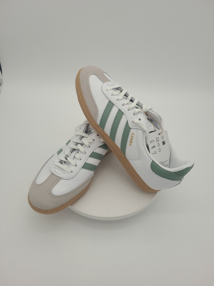 Adidas Samba OG Cloud White Silver Green JP5479 Womens New 6.5 Y / 8 Womens See