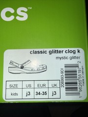 Kids classic glitter clog crocs. Size J3