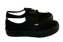 VANS CLASSIC AUTHENTIC CANVAS BLACK/BLACK ATHLETIC SHOE LITTLE KIDS SNEAKER