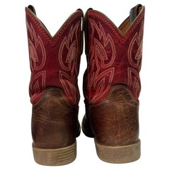 Justin Boots Boys Boots 5D Western Cowboy Embroidered Leather Square Toe Rodeo