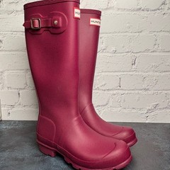 Hunter Original Kids Tall Rain Boots Dark Pink Raspberry US 5G/4B UK 3 EU 36