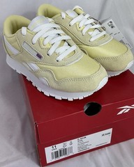 Reebok Classic CL Nylon Kids US 11 Yellow & White Athletic Shoe New in Box