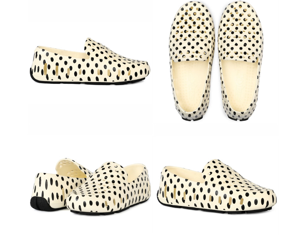 Floafers Prodigy Kids Driver Loafers Sz J1 cream/black dots