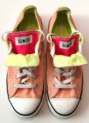 Converse All Star sneakers junior size 5 orange double tongue pink & yellow