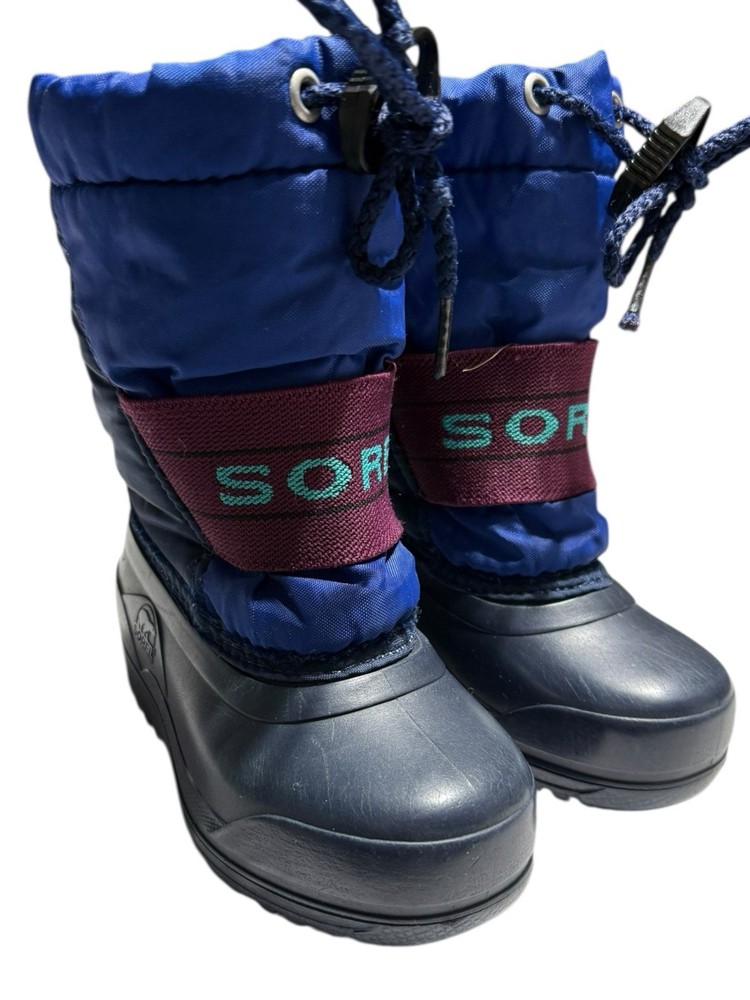 Sorel Toddler Commander Snow Boots Blue & Purple Fur Insulated Toddler Size 6