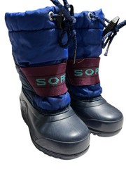 Sorel Toddler Commander Snow Boots Blue & Purple Fur Insulated Toddler Size 6