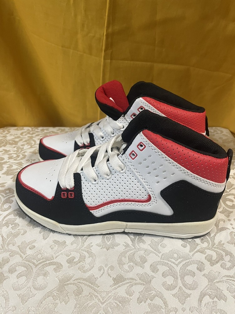 1x New Kid White Red Black Slip On Sneakers School Shoes Birthday Holiday Gift