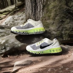 NIKE AIR MAX 2013 SNEAKERS WOLF-GREY/VOLT-GREEN YOUTH SIZE 6Y (555426-001)