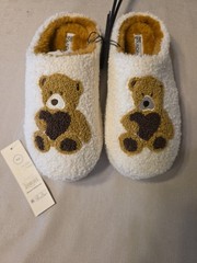 Cute! NO BOUNDARIES KidsSize 5-6 Easy On Memory Foam Teddy Bear Slippers