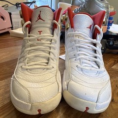 Jordan Air Jordan 12 Kids US 7 White Red Gold Leather Mid Top Basketball