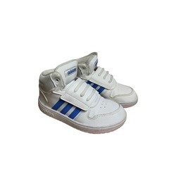Adidas Hoops 2.0 Mid Kids White Blue Pink Sneakers Size 10K